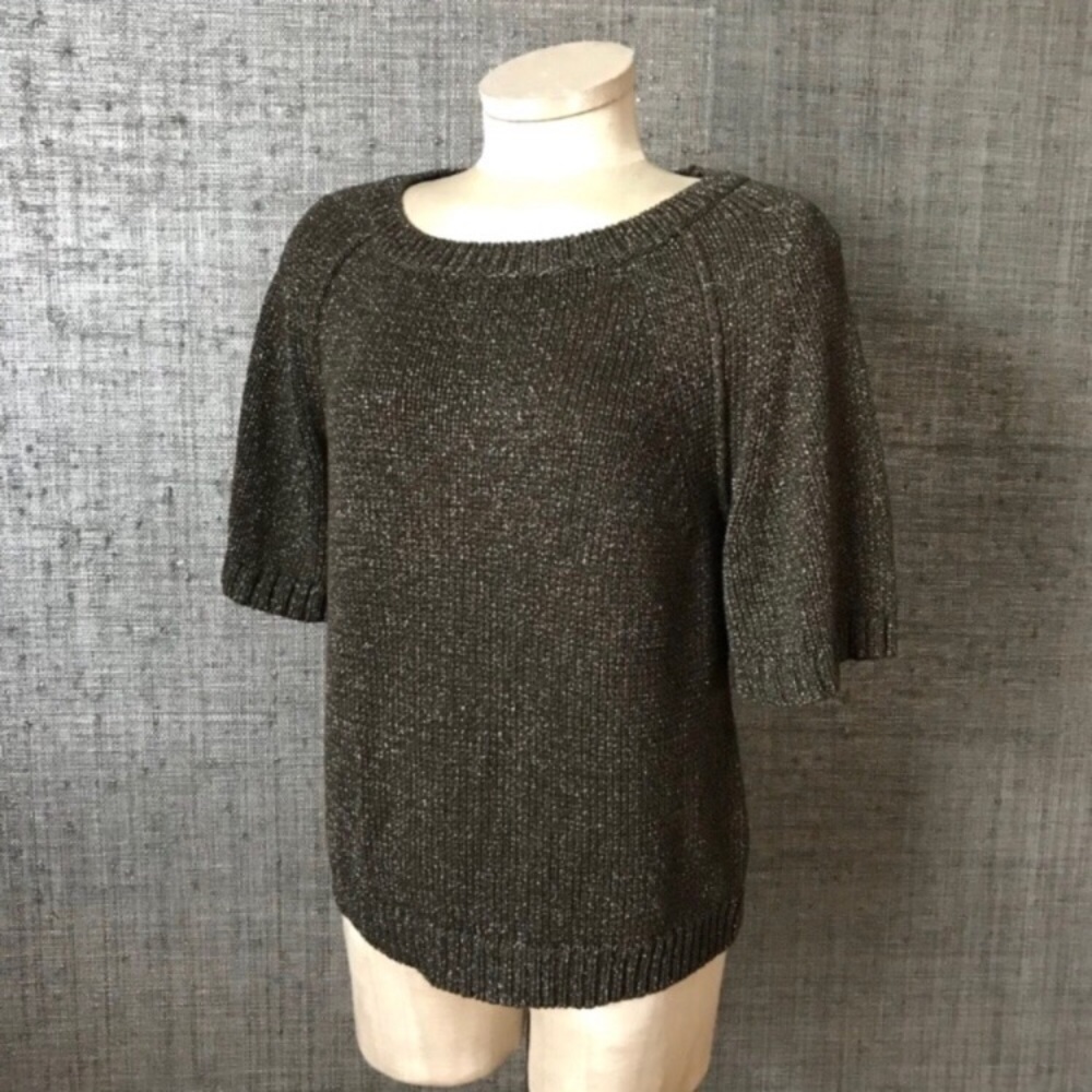 J. Crew shimmery dark gray 3/4 sleeve top